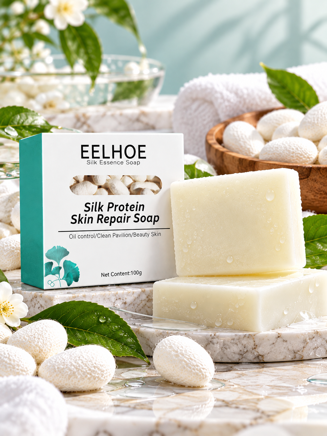 EELHOE Silk Protein Cleansing Soap Bar