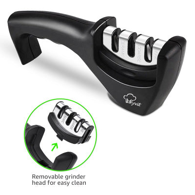Kitchen knife sharpener with replaceable sharpening head feature