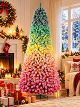 Rainbow Gradient Artificial Christmas Tree – Unlit Hinged PVC Design