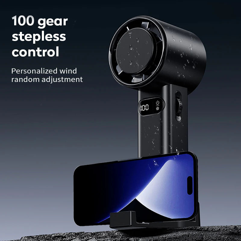 Small portable handheld USB rechargeable turbo cooling fan for travel, office and outdoor use