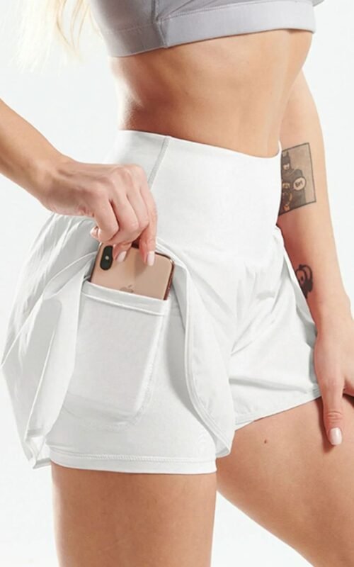 Women's Pocketed High Waist Active Shorts - Front View