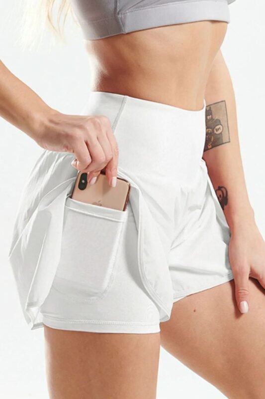 Women's Pocketed High Waist Active Shorts - Front View