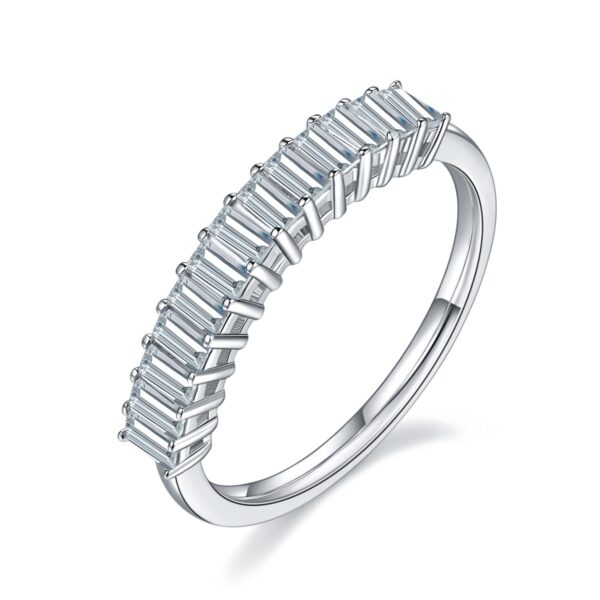 The Aria Moissanite Stacking Ring in S925 Platinum Plated Silver