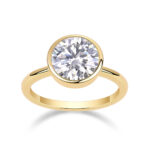 3 Carat Round Bezel Set Moissanite Ring Gold Plated Gufumart